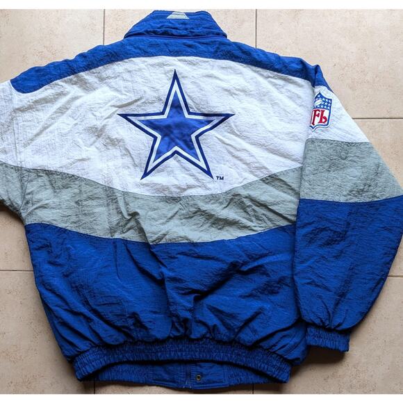 Dallas Cowboys 1993 APEX puffer Wave jacket zip M blue silver NFL Pro Line vtg - Picture 4 of 10